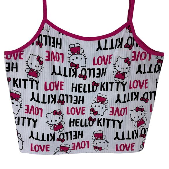 Hello Kitty By Sanrio Sleepwear Top Women XL White Pink All Over Print Spaghetti - Picture 3 of 9